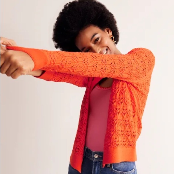 Crochet Knit Cardigan -
Gladioli Orange - Picture 2 of 13